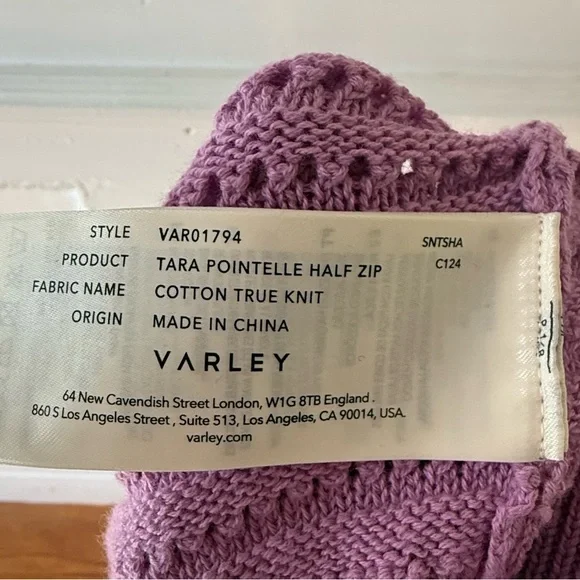 Varley Tara pointelle half zip knit pullover NWT size medium - Picture 5 of 10